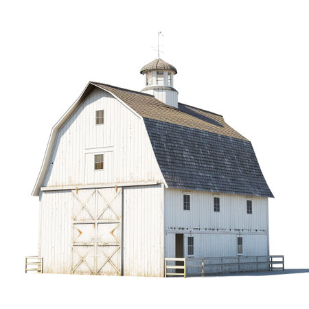 Displaying a 3D miniature of Dairy Barn on White Backgroundの素材
