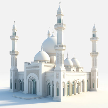 Displaying a 3D miniature of Islamic Center on White Backgroundの素材