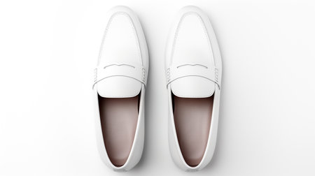 White leather mens shoes on a white background. 3d renderingの素材