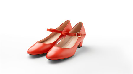 Red high heel women shoes isolated on white background. 3d illustrationの素材