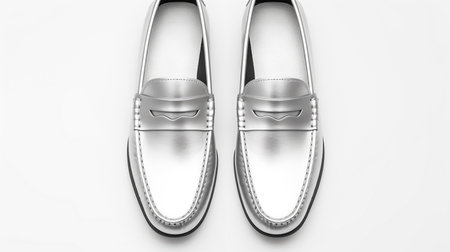 Silver man's shoes isolated on white background. 3D rendering.の素材