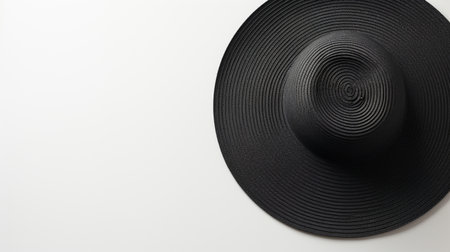 Photo of Black Straw hat isolated on white backgroundの素材