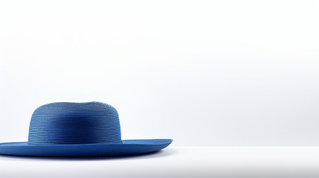 Photo of Blue Straw hat isolated on white backgroundの素材