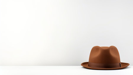 Photo of Brown Trilby Hat isolated on white backgroundの素材