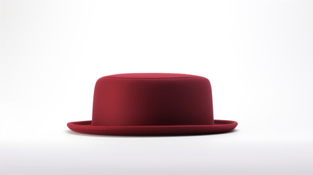 Photo of Burgundy Pork Pie Hat isolated on white backgroundの素材