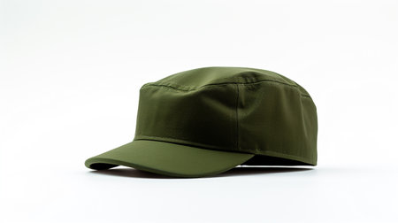 Photo of Dark Green Military Cap isolated on white backgroundの素材