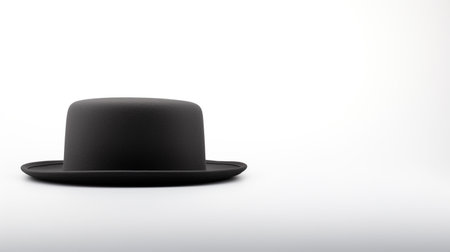 Photo of Charcoal Pork Pie Hat isolated on white backgroundの素材