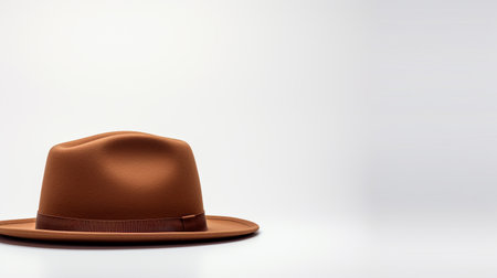 Photo of Brown Fedora Hat isolated on white backgroundの素材