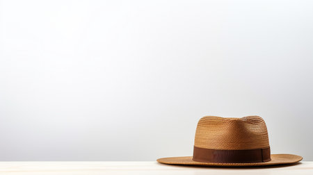 Photo of Brown Boater Hat isolated on white backgroundの素材