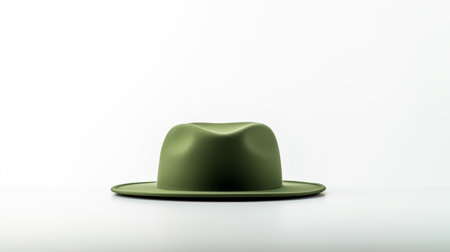 Photo of Green Boater Hat isolated on white backgroundの素材