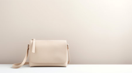 Beige/Cream Crossbody Bag isolated on white background with copy space for advertisementの素材