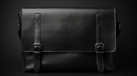 Black Messenger Bag isolated on white background with copy space for advertisementの素材