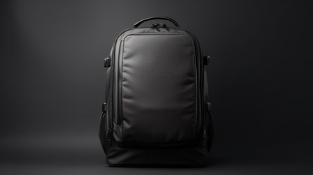 Black Travel Backpack Bag isolated on white background with copy space for advertisementの素材