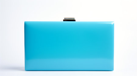 Blue Box Clutch Bag isolated on white background with copy space for advertisementの素材