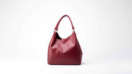 Burgundy Hobo Bag isolated on white background with copy space for advertisementの素材