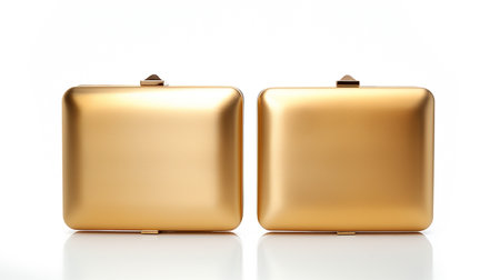 Gold Box Clutch Bag isolated on white background with copy space for advertisementの素材