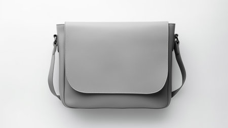 Gray Messenger Bag isolated on white background with copy space for advertisementの素材
