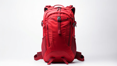 Red Hydration Backpack Bag isolated on white background with copy space for advertisementの素材
