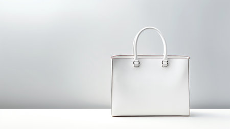 White Leather Bag isolated on white background with copy space for advertisementの素材