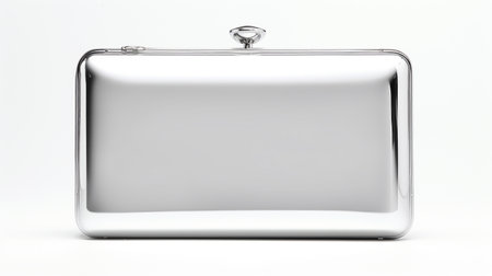 Silver Box Clutch Bag isolated on white background with copy space for advertisementの素材
