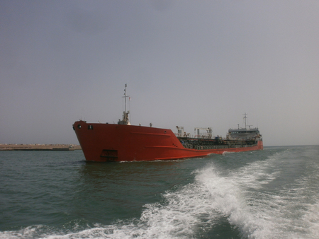 Ship sailing at seaの写真素材