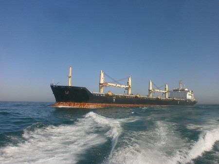 Ship sailing at seaのeditorial素材