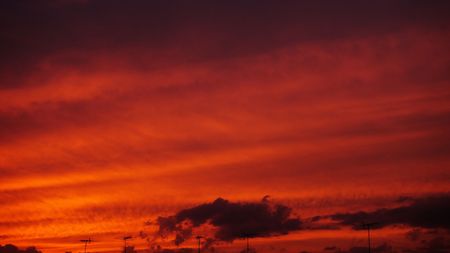 Burning sunset sky over tokyo in summerの写真素材