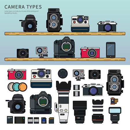 Different types of cameraのイラスト素材