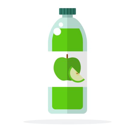 Apple juice from green apples vector flat material design isolated object on white background.のイラスト素材