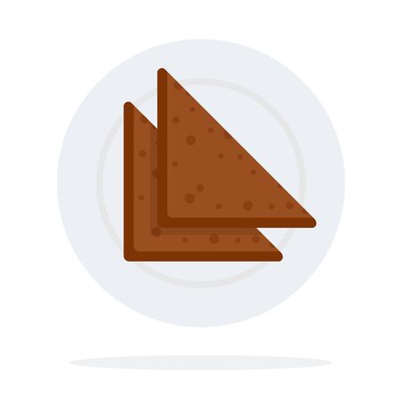 Triangular bread on a plate vector flat material design object. Isolated illustration on white background.のイラスト素材
