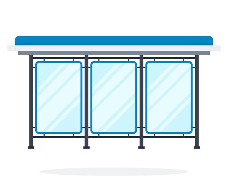 Glass bus stop vector flat material design isolated object on white background.のイラスト素材