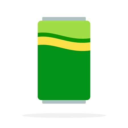 Fizzy water in a green tin vector flat material design isolated on whiteのイラスト素材