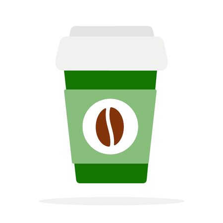 Green paper cup for coffee vector flat material design isolated on whiteのイラスト素材