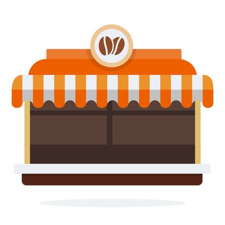 Coffee shop exterior vector flat material design isolated on whiteのイラスト素材