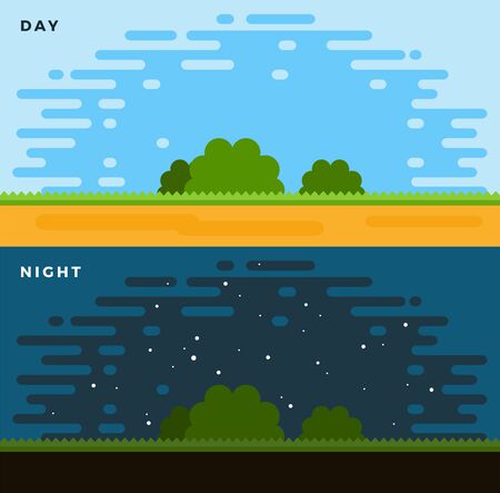 Day and Night flat vector illustrationのイラスト素材