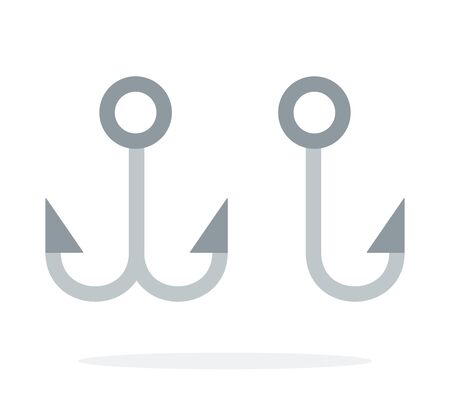 Single hook and Double Hook for fishing vector flat material design isolated on whiteのイラスト素材