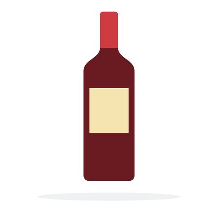 A bottle of red wine flat material design isolated on whiteのイラスト素材