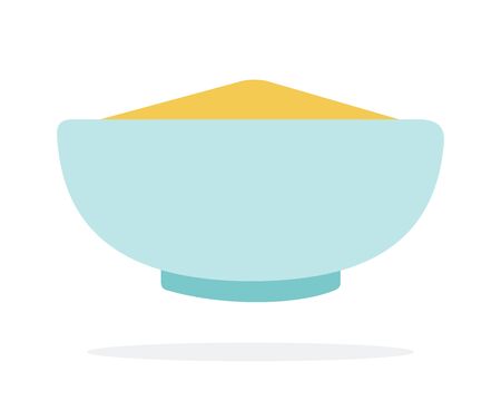 Corn groats in a deep dish vector flat material design isolated on whiteのイラスト素材