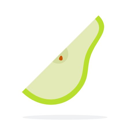 Quarter of a green pear with a seed vector flat material design isolated on whiteのイラスト素材