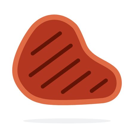 Large beef grilled steak with grill marks vector flat material design isolated on whiteのイラスト素材