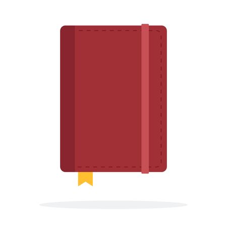Book in leather cover with bookmark vector flat material design isolated on whiteのイラスト素材