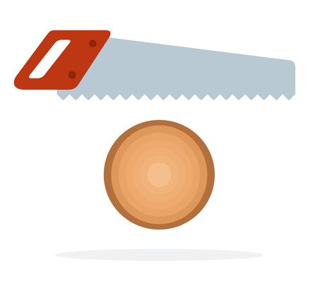 Round log of tree with handle saw vector flat material design isolated on whiteのイラスト素材