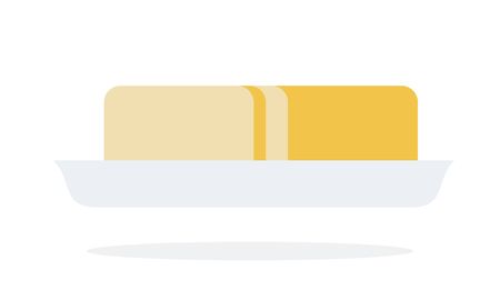 A piece of butter in a plate vector flat material design isolated on whiteのイラスト素材