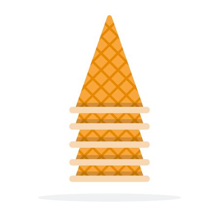 Inverted empty wafer cones for ice cream vector flat isolatedのイラスト素材