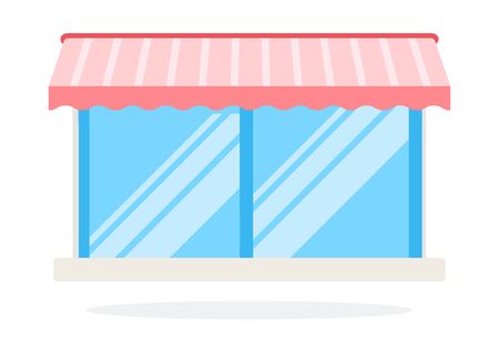 Glass shop window with canopy vector icon flat isolated illustrationのイラスト素材