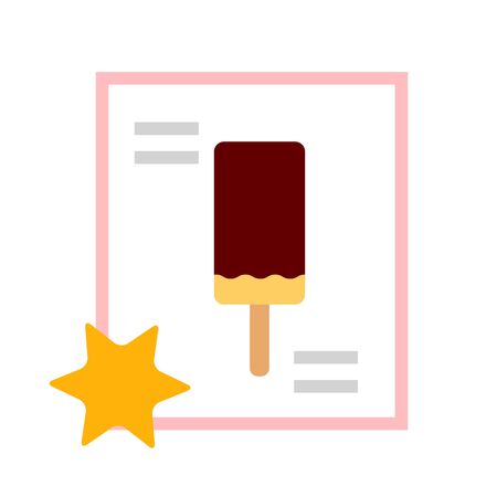 Fruit ice cream in chocolate icing vector icon flat isolated illustrationのイラスト素材