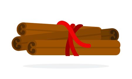 Pieces of cinnamon tied with a rope flat isolatedのイラスト素材