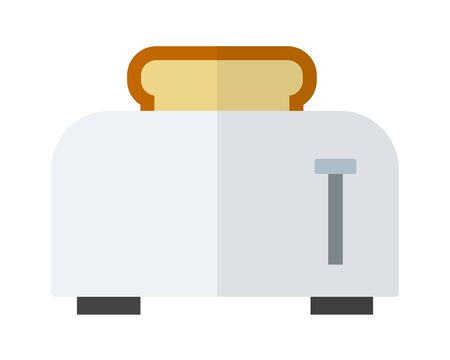 Toaster with a slice of white bread vector flat material design isolated on whiteのイラスト素材