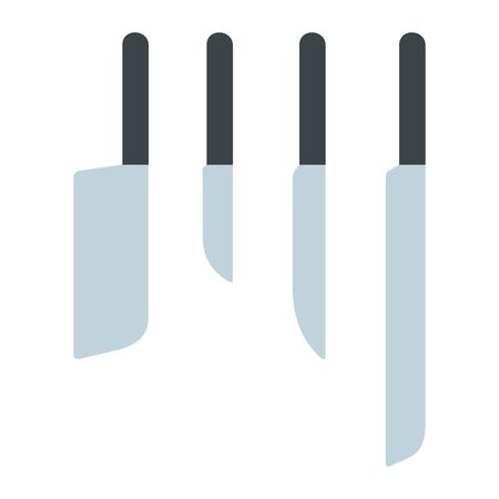Set of cook knives vector vector flat material design isolated on whiteのイラスト素材