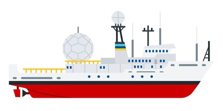 Military communications vessel vector flat iconのイラスト素材